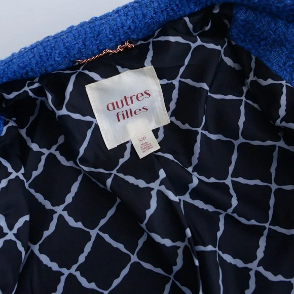 Autres Filles Blue Tweed Three Button Blazer with Flap Pockets Small - Picture 13 of 13